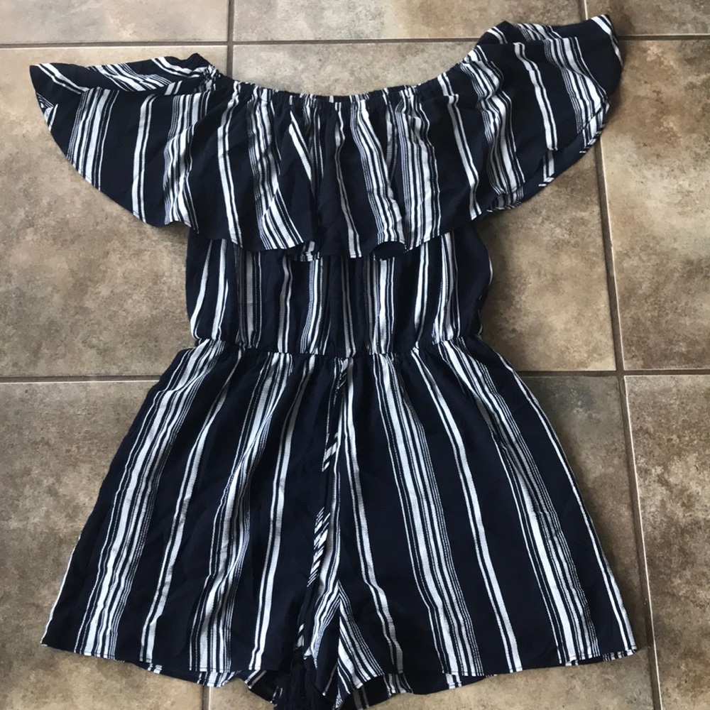 Never worn fashionable stripe romper !